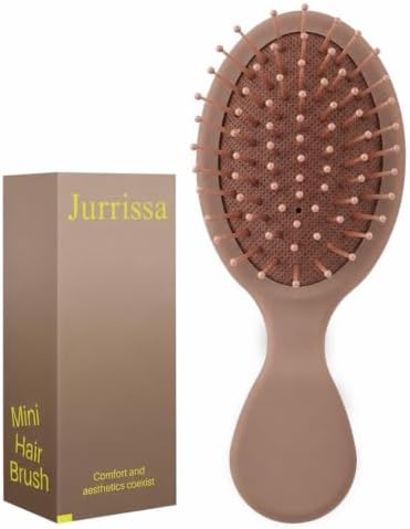 Mini Hair Bursh for Kids Women and Men, Protable Travel Size Hair Brush for Pockets Purse backpack, Mini Detangler Brush for All Hair Types, Small Hair Brush for Detangling(Brown) by aestheticspracticality