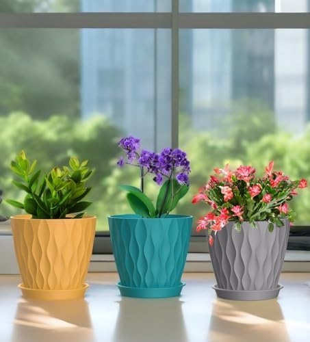 6 Inch Plant Pots, 6 Pack Indoor Flower Pots, Planters with Drainage Holes and Trays for Orchids, Violets, Succulents, Herbs, and Other Plants,Corolful - Image 5