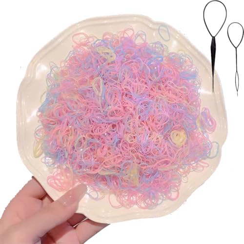 Elastic Hair Rubber Bands 2000PCS Soft Ponytail Elastics Holders Small Hair Ties for Blond Kids Baby Girls Toddler Infants Hair No Crease Damage No Hurt Thin Easy to dismantle Mini Hair Tie Multicolor by Unknown