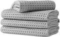 Microfiber Waffle Face Towels, 4 Pieces, Soft, Absorbent, Fast Drying, Lint Free 430 GSM (Silver) by Unknown