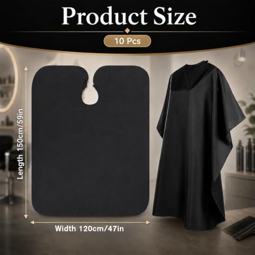10 Pack Black Waterproof Hair Salon Capes - Image 2