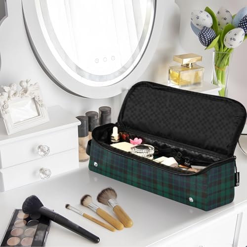 Tartan Buffalo Plaid Hair Tools Travel Bag Portable Travel Organizer Pouch with Heat Resistant Mat Carrying Case for Flat Irons Curling Iron Hair Dryer - Image 7