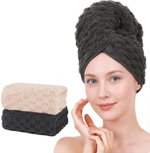 Super Soft Microfiber Hair Towels 2-Pack Lage Size (24x42 inch) for Women by BEELVTIFL