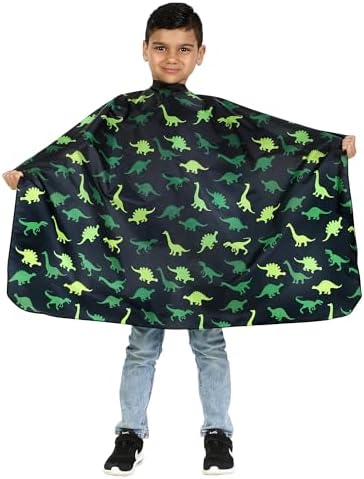 Kids Size Dinosaur Barber Cape for Hair Cutting with Plastic Snaps - Image 6