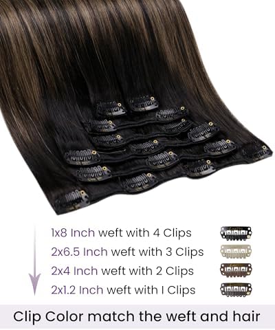 LaaVoo Clip in Hair Extensions Real Human Hair Balayage Easy to Wear - Image 3