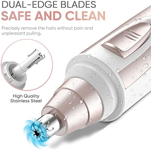 Ear and Nose Hair Trimmer Clipper - 2026 Professional Painless Eyebrow & Facial Hair Trimmer for Men Women, Battery-Operated Trimmer with IPX7 Waterproof, Dual Edge Blades for Easy Cleansing Pink - Image 3