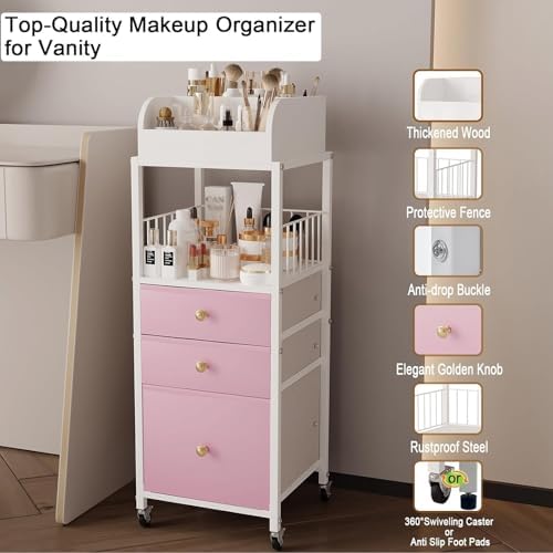 Makeup Organizer Storage Cart with Drawers Rolling Makeup Cart with Wheels - Image 5