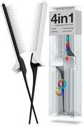 ColorBow Rat Tail Combs, Teasing Comb, Flat Iron Combs for women, Parting Combs for braiding hair, Hairstylist essentials for Highlights - balayage board hair combs for styling & cutting (2 Pack) by ColorBow%C2%AE