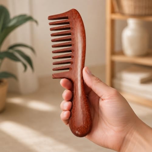 Louise Maelys Red Sandalwood Wide Tooth Comb For Curly Hair - Image 2