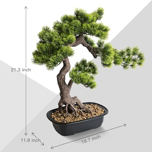 Artificial Bonsai Plant, Large Faux Juniper Plants 20 inch, Faux Potted Pine Plants Indoor Decor for Office Desk Home Table, Greenery Desktop Bonsai Tree for Room Decorations, Tall 20" - Image 3