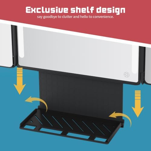 3 Way Mirror for Self Hair Cutting with Storage Shelf, LED Lights - Image 2