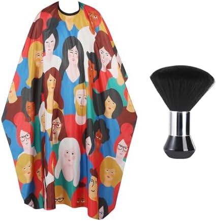 Professional Hair Cutting Cape with Neck Duster Brush, Waterproof Salon Barber Cape with Snaps, Barber Accessories (Men and Women) by YELEGAI