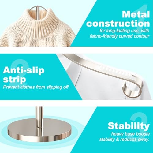 Shirt Display Stand Mannequin Torso 18-33" Adjustable,Nickel,2 Pack - Image 3