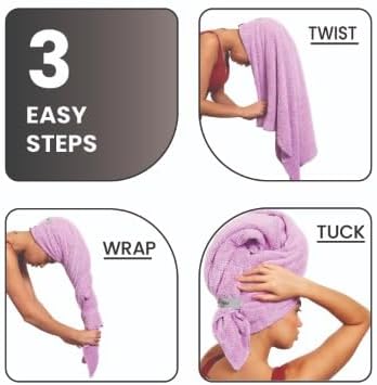 Curly Girl Microfiber Hair Towel Wrap for Women, 41" x 31" Large Quick Dry Hair Towel, Secure Fit with Elastic Strap, Anti-Frizz Hair Plopping Wrap for Long, Thick Hair - Image 6