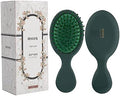 RHOS Mini Hair Brush for Women,Men and Kids-Travel Size Hair Brush for Purse,Pocket,backpack-Small Cushion Paddle Brush with Soft Bristles-Mini Detangler Brush for All Hair Types(1 Pack-Green) by RHOS