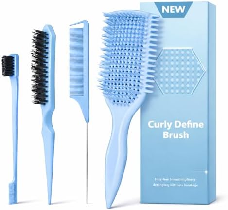 Detangler Brush for Curly Hair, Lightweight Curly Hair Brush with Vented Design for Easy Glide, Effortlessly Detangles Without Pulling or Snagging, Suitable for All Wet and Dry Hair Types (Blue) by Unknown