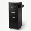OmySalon Salon Cart with Wheels, Hair Styling Station Trolley with 3 Drawers, Adjustable Shelf & Hair Dryer Holder, Mobile Beauty Cabinet for Barber, Spa, Nail Salon, Black Oak by OmySalon