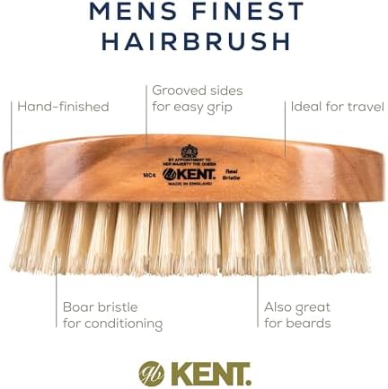 Kent MC4 Men's Hair and Beard Brush Kit: Exfoliating Natural Boar Bristle Hair Brush, Cherrywood Base with Firm Bristles for Coarse Hair Types - LPC3 Brush Cleaner - Premium Grooming Set - Image 4