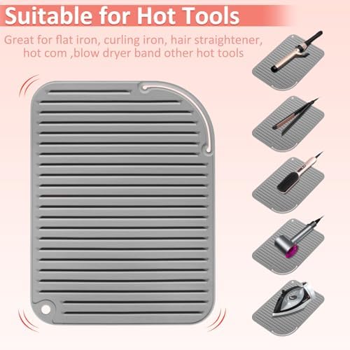 Heat Resistant Mat Large Silicone Hot Hair Tools Holder for Curling Irons Flat Iron Hair Straightener Mat Portable Vanity Pad Accessories/Organizer - Image 3