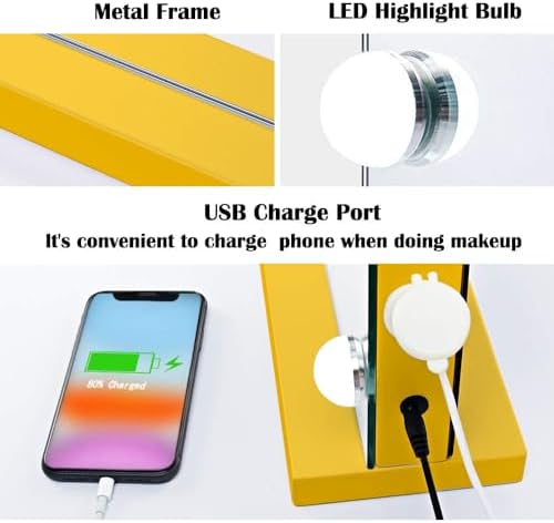 22.8"x 18.1" Vanity Mirror Makeup Mirror with Lights,10X Large Hollywood Lighted Vanity Mirror with 15 Dimmable LED Bulbs,3 Color Modes,Touch Control for Bedroom,Tabletop or Wall-Mounted - Image 4