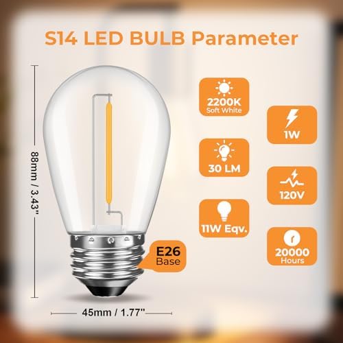 GvvooHome S14 Outdoor String Light Bulbs for Patio & Backyard, 30 Pack - Image 7