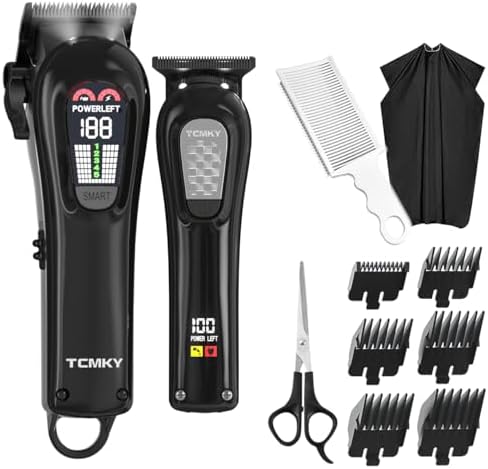 TCMKY Hair Clippers Professional Cordless for Men, Barber Clippers for Hair Cutting Kit, Wireless LCD Display Hair Trimmers Set, Rechargeable Haircut Machine for Family (Black) by DESIGNFORDAILYMALEHAIRCUT
