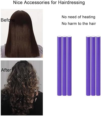 9.45"x 0.55" Flexible Curling Flexirods, 30Pcs Heatless Bendy Foam Rods for Long, Medium, Short Hair Curls - Purple - Image 3
