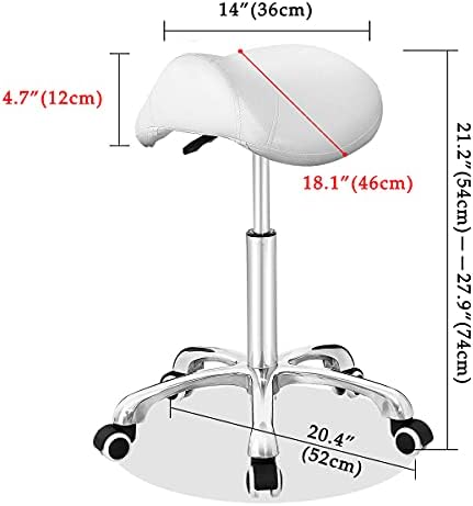 Antlu Saddle Stool Rolling Chair for Office Massage Salon Technician Kitchen Spa Drafting,Adjustable Hydraulic with Wheels (Without Backrest, White) - Image 2