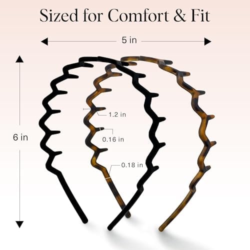 Kitsch Zig Zag Headbands for Women - Black and Tortoise, 2 pcs - Image 5