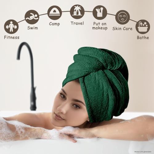 Hair Drying Towel 3 Pack - Ultra Soft Microfiber Turban Twist Hair Wrap for Women - Super Absorbent, Quick Dry Hair Towel Cap for Wet Hair (3 Colors, Yellow Green & Purple) - Image 7