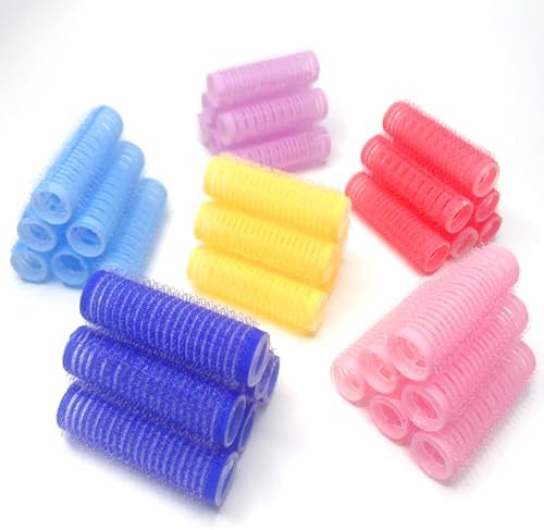 24PCS Self Grip Heatless Roller Set for Pro Salon Hairdressing and DIY Hairstyling - Medium Short Hair Curlers with Rat Tail Comb (0.8in, Light Blue) - Image 6