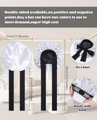CHLINS Double Layer Satin Bonnet for Sleeping, Hair Bonnet for Curly Hair - Image 3