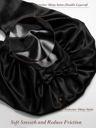 1+2 Satin Pantyhose Bonnet for Braids, Long Hair Bonnet for Women Sleeping - Image 5