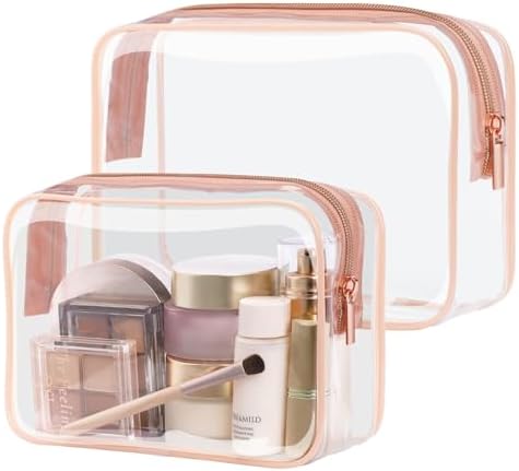 PACKISM Clear Makeup Bag Travel - TSA Approved Toiletry Bag, 2 Rose Pink by Packism