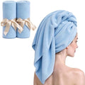 Super Absorbent Anti-Frizz Microfiber Hair Towel Hair Wrap Curly Hair Drying Towel 23.6''x47'' Large Multifunction Towel for Bath Spa Makeup, Light Blue 2 Pack by TANCANO