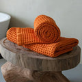Luxury Organic Japanese Cotton Waffle Bath Towel | Thick, Absorbent, Quick Dry Bathroom Towels for Shower, Sauna, Onsen| Hotel & Spa Quality, Gift-Ready (Coral Orange, Bath Sheet (2 Pack)) by KOSMU