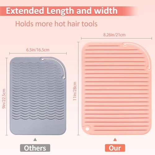 2 Pack Heat Resistant Mat Large Silicone Hot Hair Tools Holder for Curling Irons Flat Iron Hair Styling Tools Mat Portable Vanity Pad - Image 4