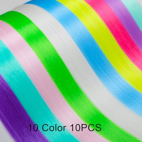 Ms Aloe 10 Pcs Glow in Dark Clip in Hair Extensions - 22inch Colorful Synthetic Rainbow Glow in The Dark Hair Accessories for Women - Image 4