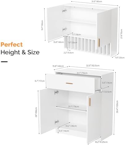 Salon Staion Hair Color Bar Organizers, Hair Color Rack, Barber Station Cabinet with Drawers & Adjustable Shelves, Wall Mounted Tube Storage Station for Salon Display, White - Image 3