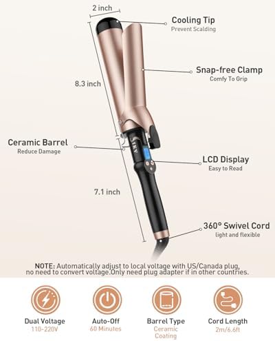 2 inch Curling Iron Extra Large Barrel for Long Hair,Create Big Curls - Image 6