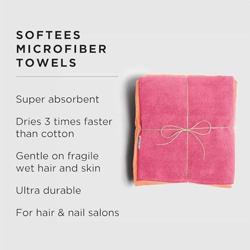 Fromm Softees Microfiber Salon Hair Towels for Hairstylists, Barbers, Spa, Gym in Hot Pink/Orange, 16" by 29", 10 Count Perfect Hair Care Towel for Drying Curly, Long, Wavy Hair - Image 2