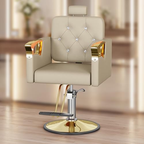 Barber Chair for Hair Stylists, Hydraulic Styling Chair with Heavy Duty Pump, 360° Swivel Barber Chairs with Reclining, Adjustable Headrest, Beauty Salon Equipment, 330 Lbs - Image 7