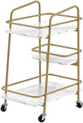 BarberPub 3-Tier Salon Trolley Cart, Heavy-Duty Metal White 2072 by BarberPub