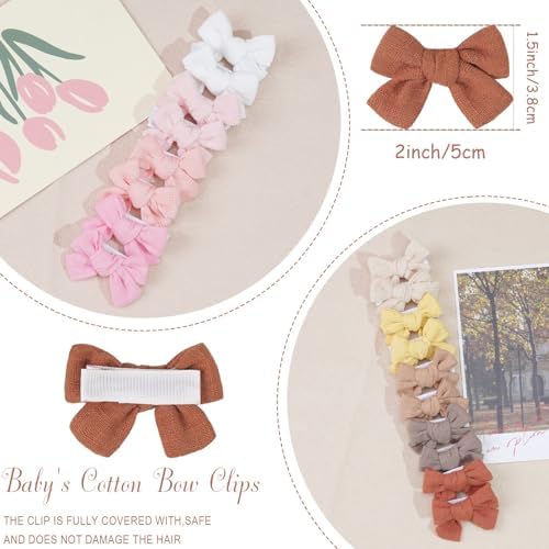 JOYOYO Baby Bows Clips in 20 Colors,Cotton Linen Fabric Hair Bows Alligator Hair Clips Barrettes and Hair Accessories for Baby Girls,Toddlers,Kids - Image 2