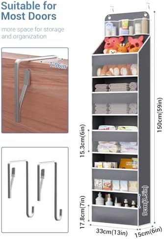 Over Door Hanging Organizer, 5 Tier 44 lb Load Behind Door Storage Bag - Image 4