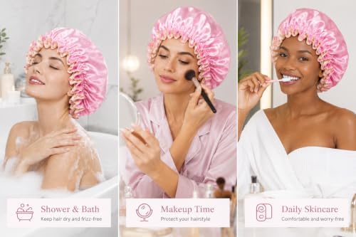 Double‑Sided Satin Sleep Bonnet, Large Ruffled Edge Reversible Silk‑Like Hair Bonnet Night Hair Cap for Women - Image 4