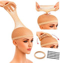 Wig Cap for Long Hair, 2 Large Mesh Hair Nets, Light Brown, 8 Pc Set by VAYLI