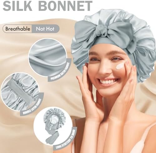 Silk Bonnet for Women,Adjustable Double Layer Sleep Cap - Image 4