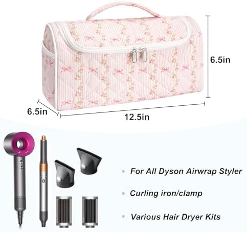 Quilted Hair Tools Travel Bag, Cute Portable Organizer Case with Hanging Hook, Compatible with Dyson Airwrap Styler,Hair Curler Accessories - Image 2