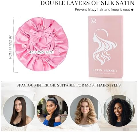 Silk Bonnet for Sleeping Satin Hair Bonnet Double Layer Adjustable Sleep Cap with Elastic Tie Band - Image 6